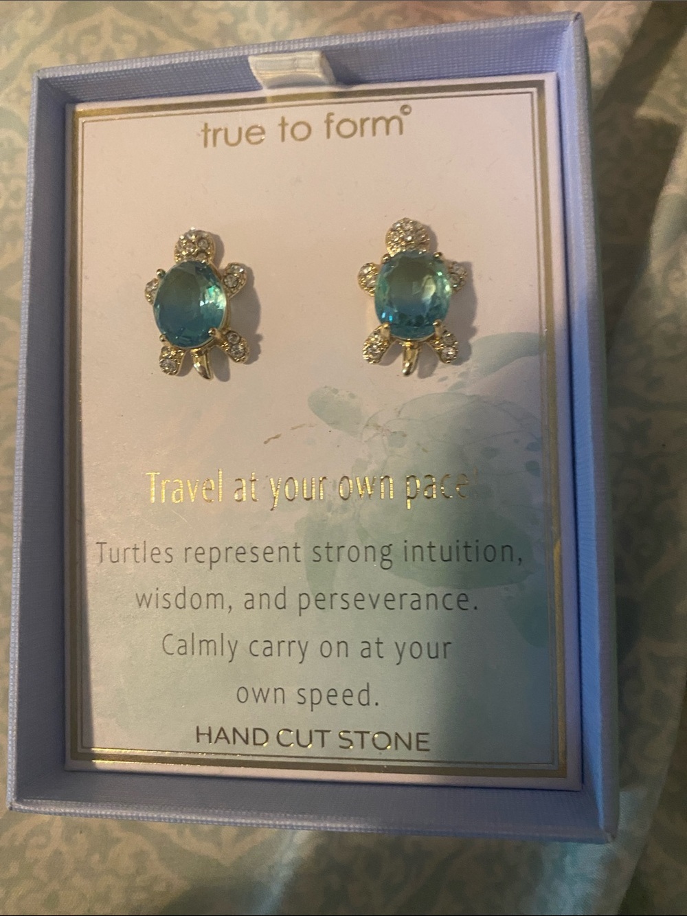 true to form Aqua Turtle Stud Earrings